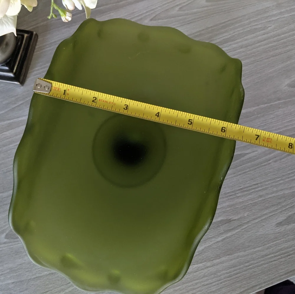 Vintage Indiana Green Frosted Glass Banana Stand